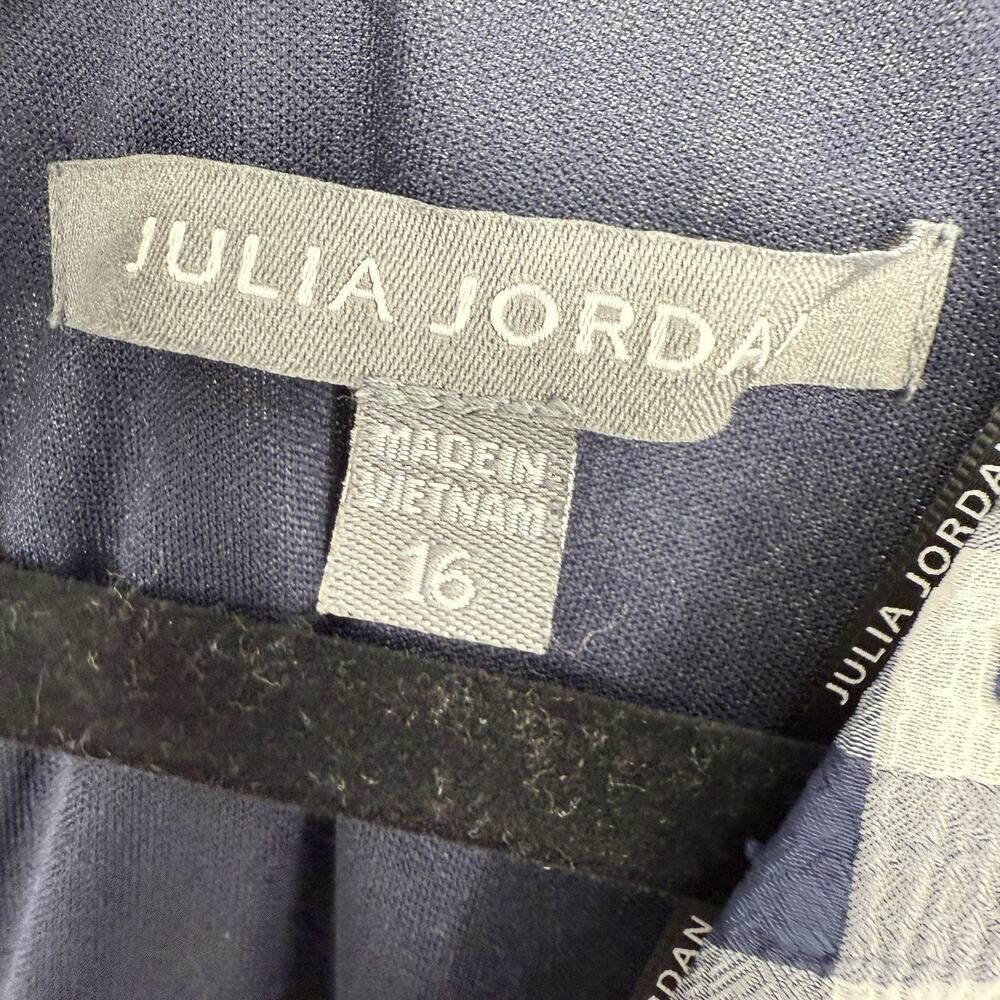 Julia Jordan Faux Wrap Dress size 16 Blue Check Ruffled Hem Feminine NWT - Picture 14 of 15